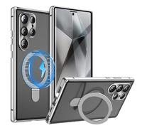 Générique Étui avec béquille pour Samsung Galaxy S26 Ultra, Protection Double Face, Pare-Chocs métallique à adsorption magnétique, Verre trempé à l'avant et Coque arrière en Polycarbonate dépoli