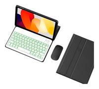 Générique Étui Clavier pour Redmi Pad SE 11 Pouces,AZERTY Français,Clavier sans Fil Rétroéclairé Détachable avec Housse de Protection Magnétique,Souris,Noir,Black Noir