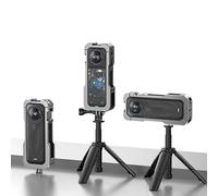 Générique Etui de Protection en Aluminium pour Cage à Lapins pour Insta360 X5, Adaptateur d'extension de Cadre métallique Multifonctionnel avec Cache-Objectif, Accessoires pour caméra d'action