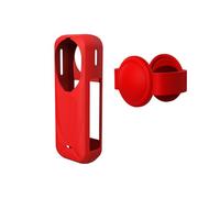 Générique Étui de Protection en Silicone pour Insta360 X5 Capuchon d'objectif de caméra (Red)