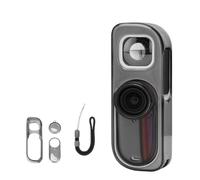Générique Étui de Protection Transparent caméra pourInsta360 GO3S Retro - Housse de Protection en TPU Souple, résistante à la poussière et aux Chocs - Accessoires, Gris Transparent + Bracelet