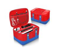 Générique Étui de Transport pour Nintendo Switch 1 OLED ET Switch 2, Sac de Rangement de Voyage, Compatible avec Console, Manette Pro et Joy-Con, Rouge et Bleu