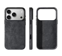 Générique Étui Fin en Cuir suédé pour iPhone 17 Pro Max - Dark Gray | Compatible avec MagSafe, cuir suédé italien, fait main, ultra fin, doux pour la peau, antidérapant, anti-rayures