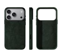 Générique Étui Fin en Cuir suédé pour iPhone 18 Pro Max - Dark Green | Compatible avec MagSafe, cuir suédé italien, fait main, ultra fin, doux pour la peau, antidérapant, anti-rayures