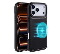 Générique Étui magnétique Anti-Empreintes digitales for iPhone 17/17 Air/17 Pro/17 Pro Max, Housse en Cuir Mince avec Cadre de lentille en métal, Aimant Puissant et Anti-Rayures(Black,17 Air)