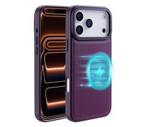 Générique Étui magnétique Anti-Empreintes digitales for iPhone 17/17 Air/17 Pro/17 Pro Max, Housse en Cuir Mince avec Cadre de lentille en métal, Aimant Puissant et Anti-Rayures(Purple,17)