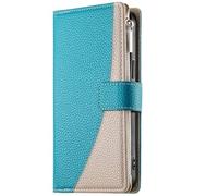 Générique Étui Portefeuille en Cuir Véritable for IPhone 17/17 Air/17 Pro/17 Pro Max, Housse Folio Classique avec Fentes for Cartes, Béquille Et Dragonne(Blue1,17 Pro Max)