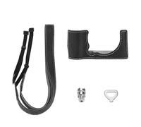 Générique Etui pour Appareil Photo pour X-M5, Demi étui en Cuir PU avec Fond de Protection Demi-Corps d'appareil Photo en Cuir de Style rétro, résistant aux Chocs et à la poussière (Noir + Bracelet)