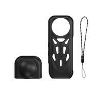 Générique Étui pour Insta360 X5, Ensemble Cache-Objectif et étui en Silicone, Housse Antichoc pour Appareil Photo avec Protecteur d'objectif et Cordon Anti-Perte (Noir)