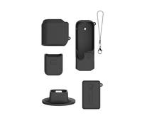 Générique Étui Souple en Silicone pour DJI Pocket 4 avec Socle, étui Portable épais et résistant aux Chocs, Protection d'écran et d'objectif avec Bandeau de Poignet pour DJI Osmo Pocket 4, Noir