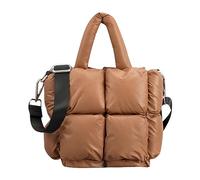 Générique Étuis Cosmétiques Pour matelassé pour femme, sac à bandoulière doux et matelassé, sac à main d'hiver Ensembles De Bagages Roses Pour Femmes Carreaux (Brown, One Size)