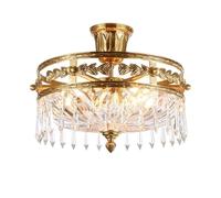 Générique European Classical Style Brass Ceiling Lamp Small Crystal Stripe Pendants Decorated Dome,lustres