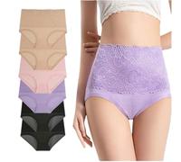 Générique Evella Leak Proof Panties High-Waist Tummy-Control Butt-Lifting Panties 2025 Evella Leak Proof Underwear Women Briefs (A,M)