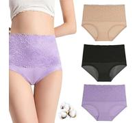 Générique Evella Leak Proof Panties High-Waist Tummy-Control Butt-Lifting Panties 2025 Evella Leak Proof Underwear Women Briefs (E,3TG)