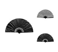 Générique Éventail Pliable à Paillettes Eventail Pliable en PVC Durable Adapté à La Danse aux Représentations sur Scène et aux Fêtes Evantaille Décoratif (2-Le Noir, 36X4X6cm)