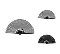 Générique Éventail Pliable à Paillettes Eventail Pliable en PVC Durable Adapté à La Danse aux Représentations sur Scène et aux Fêtes Evantaille Décoratif (1-Argent, 36X4X6cm)