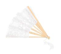Générique Éventail Pliant avec Dentelle Fleurie et Accessoire Main Portable pour Danse et Décoration Vintage