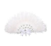 Générique Éventail Pliant Plumes Rétro Fait Main Éventail Chinois Élégant pour Mariage et Danse Accessoire Décoratif et Portable