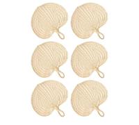 Générique Éventail Portatif En Raffia | 6 pièces d'éventails artisanaux en feuilles de palmier raphia | Accessoire Rafraîchissant Déco de Table Murale Maison Fête Mariage Style Chinois