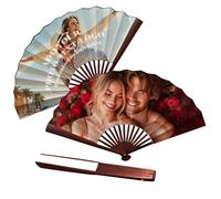 Générique Eventails Personnalisés Avec Texte Photo Éventail Pliant Décoratif à Main Avec Photos Personnalisables pour Spectacles, FêTes, Mariages, Décorations, Cadeaux d'anniversaire (Rosso)