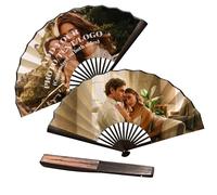 Générique Eventails Personnalisés Avec Texte Photo Éventail Pliant Décoratif à Main Avec Photos Personnalisables pour Spectacles, FêTes, Mariages, Décorations, Cadeaux d'anniversaire (Nero)