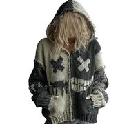 Générique Everswear Halloween Sweater, New Halloween Sweaters for Women, Spooky Face Womens Patchwork Pumpkin Sweatshirt (Grey-D,M)