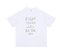 Générique Every Thing Will BE OK T-Shirt à imprimé Lettrage, Haut Ample à Manches Courtes, Facile à Assortir idéal pour l'été