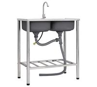 Générique Évier de Camping Double lavabo avec Robinet Acier Inoxydable,Quincaillerie,Plomberie,Équipements sanitaires,Éviers & lavabos,Éviers & Plonges,Argent,10.2 KG,151212