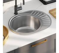 Générique Évier de Cuisine avec crépine et piège Ovale Acier Inoxydable,Éviers & Plonges,3.5KG-145072