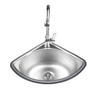 Générique Évier de Cuisine en Acier Inoxydable 34x34 cm, évier d'angle Triangulaire à Une cuve (Profondeur 15 cm), Fixation Murale, Gain de Place, idéal pour Les Petites Cuisines.