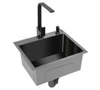 Générique Évier de Cuisine en Acier Inoxydable Noir et Gris avec Panier d'égouttage et Distributeur de Savon. Idéal pour Les Maisons, Restaurants, blanchisseries, Bars et hôtels.