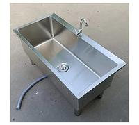 Générique Évier de Nettoyage de Sol en Acier Inoxydable avec Robinet et crépine d'évacuation - Bassin de 30 cm de Profondeur pour Cuisines commerciales, Restaurants, Bars, buffets - Finition argentée