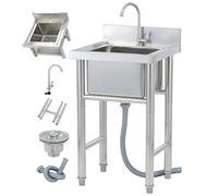 Générique Évier d'utilité extérieure en Acier Inoxydable avec Robinet, lavabo Commercial de qualité Commerciale pour Garage Cuisine de Cuisine de Restaurant Industriel 30 métallurgie