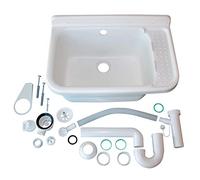 Générique Évier en Polypropylène Blanc Poste d'eau - Montage Mural - 59 x 39 x 27 cm