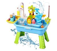Générique Évier Jouet avec Eau Courante - Toboggan De Table À Eau Électrique Alimenté par Piles | Jouet Évier Cuisine,pour 1-5 Ans, Maison, Jardin, Crèche et École Maternelle