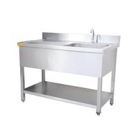 Générique Évier Multifonction, évier sur Pied en Acier Inoxydable, 100 x 60 x 80 cm, Professionnel, Complet, capacité de Charge 300 kg, 1 bac, avec Pieds réglables, Panier-Filtre, Plan de Travail