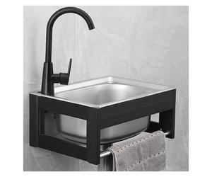 Générique Évier Mural en Acier Inoxydable, avec égouttoir et Robinet for intérieur, for Petit Espace sous-Sol RV Restaurant(37x32cm)