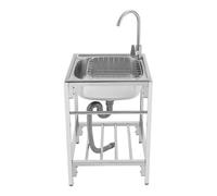 Générique Évier Utilitaire Commercial en Acier Inoxydable avec Robinet et étagère de Rangement, lavabo autoportant à Une cuve pour Restaurant, Garage et buanderie - 50 x 39,9 x 75 cm