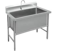 Générique Évier Utilitaire en Acier Inoxydable de 120 cm, Bassin de Cuisine à Bol Unique Simple Gratuit avec Robinet, Char à démoulage pour Restaurant Commercial