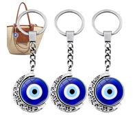 Générique Evil Eye Charm - 3 Pieces Blue Eye Peace Protection Pendant, Double Side Rotating Keychain Charm, Reversible | Nazar Keyring Protective Turkish Bag Hanging Fortune for K