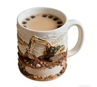 Générique Excavator Coffee Mug - Novelty Construction Vehicle Cup | Heavy Equipment Lover Gift, Ceramic | Digger Truck Shaped, Dishwasher Safe