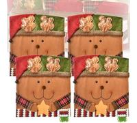 Générique Exhibit Cute Christmas Chair Covers, Christmas Seat Covers for Dining Room Chairs Set of 2/4/6, Christma Chair Cover, for Living Rooms and Dining Rooms (C,4 Pcs)