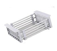 Générique Extend Kitchen Sink Drain Basket, Stainless Steel Retractable Sink Rack, Retractable Over The Sinks Dish Drying Rack, for Draining Vegetables, Fruits, Dishes (L)