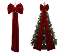 Générique Extra Large Velvet Christmas Tree Bow, 200 cm Giant Red Bowknot for Xmas Tree Topper, Home Door Wreath, Wall Backdrop, Wedding & Party Decorations