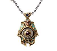 Générique Eye of Horus Spinner Pendant Necklace - Rotating Egyptian Amulet with Gemstone Inlay, Unique Medieval Mystic Smooth Spinner Jewelry for Men & Women (Brass)