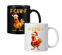 Générique F-Caw-F Funny Chicken Mug, Custom Crazy & Angry Chicken Rooster Caw-F Cup, Gift for Men Women Christmas Holiday, Ideal Present Birthday for Office Worker Friends (D-2*PCS)
