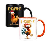 Générique F-Caw-F Funny Chicken Mug, Custom Crazy & Angry Chicken Rooster Caw-F Cup, Gift for Men Women Christmas Holiday, Ideal Present Birthday for Office Worker Friends (F-2*PCS)