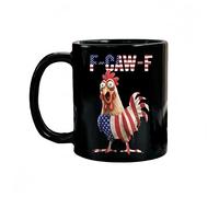 Générique F-Caw-F Funny Chicken Mug, F-Caw-F Ceramic Cup, Funny Chicken Humor, Novelty Mugs Gifts Office Home, Novelty Farmhouse Rooster Coffee Mugs with Ergonomic Handle (Dual-color)