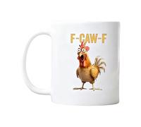 Générique F-Caw-F Funny Chicken Mug, F-Caw-F Ceramic Cup, Funny Chicken Humor, Novelty Mugs Gifts Office Home, Novelty Farmhouse Rooster Coffee Mugs with Ergonomic Handle (White)