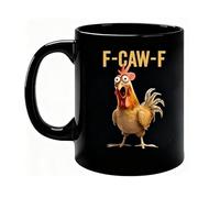 Générique F-Caw-F Funny Chicken Mug,Fcawf Rooster Mug,11oz F Caw F Ceramic Coffee Cups,Novelty Ceramic Coffee Cups for Men and Women (Black)